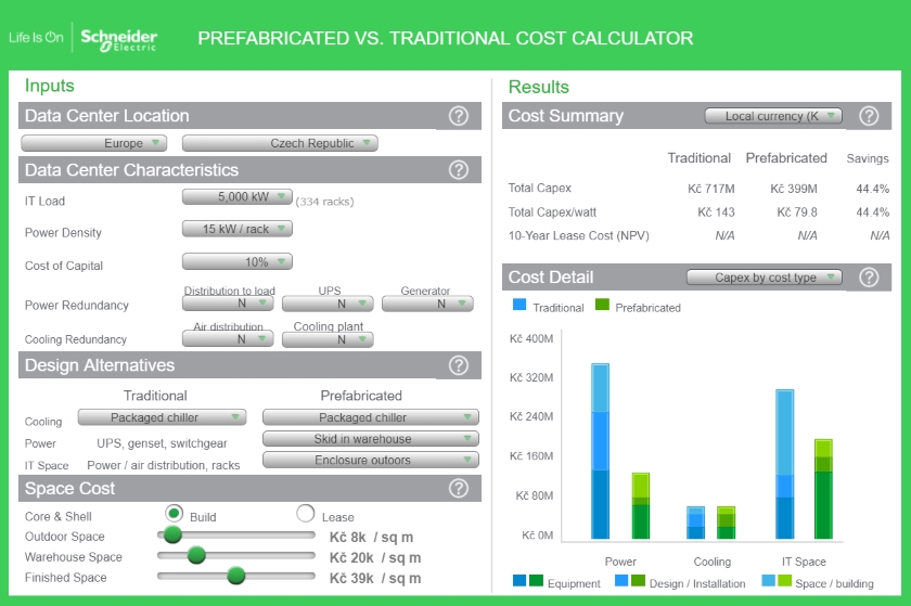 Prefabricated vs Traditional Data Center Cost Calculator