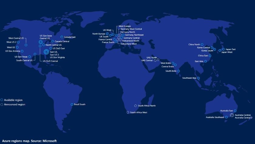 Azure regions map