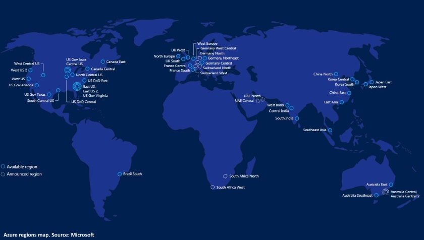 Azure regions map